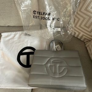 Telfar Limited Edition Quilted/Puff Grey Medium Tote Bag